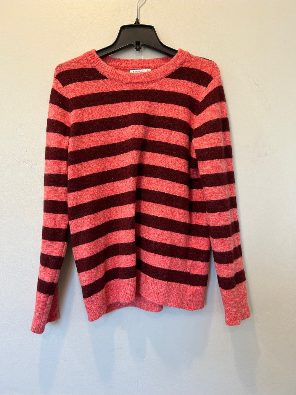 Staccato Pink & Burgundy Striped Crewneck Sweater